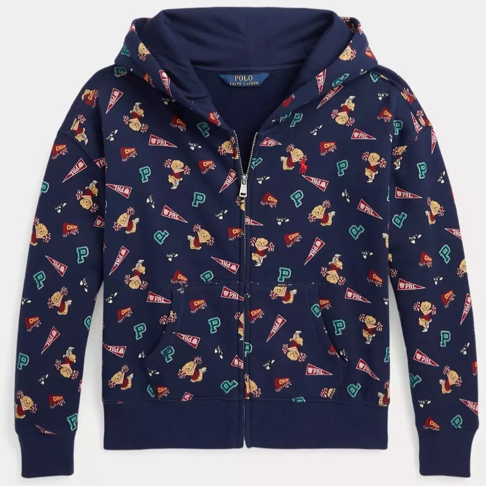 Ralph Lauren Polo Bear Cheerleader Fleece Full-Zip Hoodie Hard to Find Size 6X